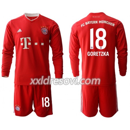 FC Bayern München Leon Goretzka 18 Domaći Dječji Komplet Dresovi za Nogomet 2020-2021 Dugim Rukavima (+ kratke hlače)